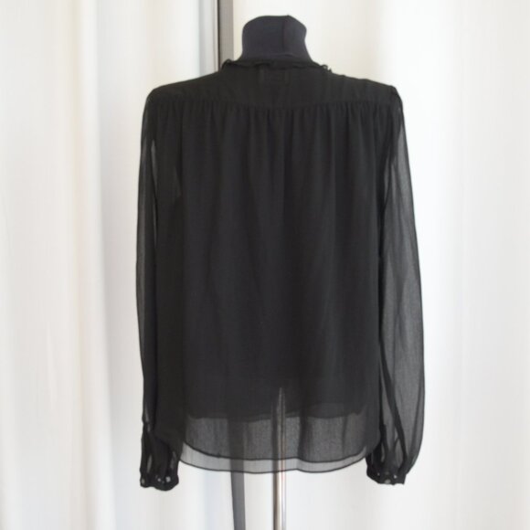Aritzia Little Moon Black Semi Sheer Blouse Sz M - Picture 3 of 7